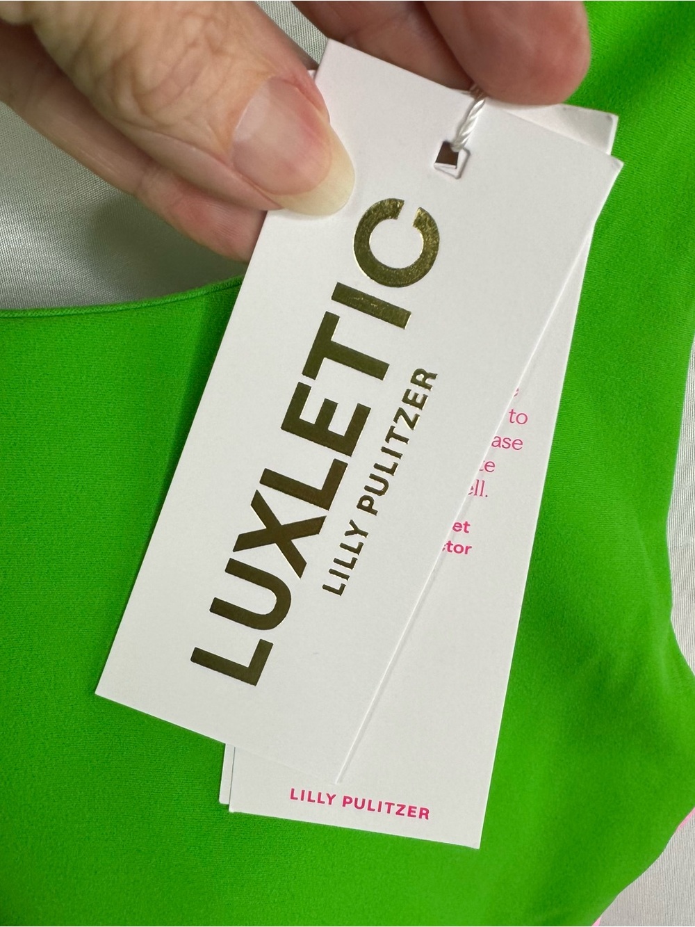 Lilly Pulitzer Luxletic Aribra Putting Green Tank with Pink & White Stripes - Picture 6 of 11